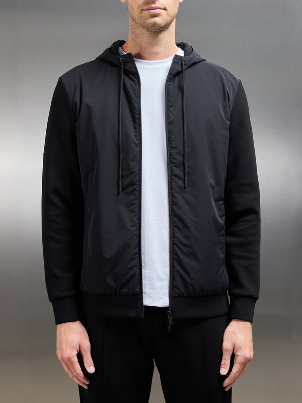 Interlock Jersey Hybrid Windbreaker in Black