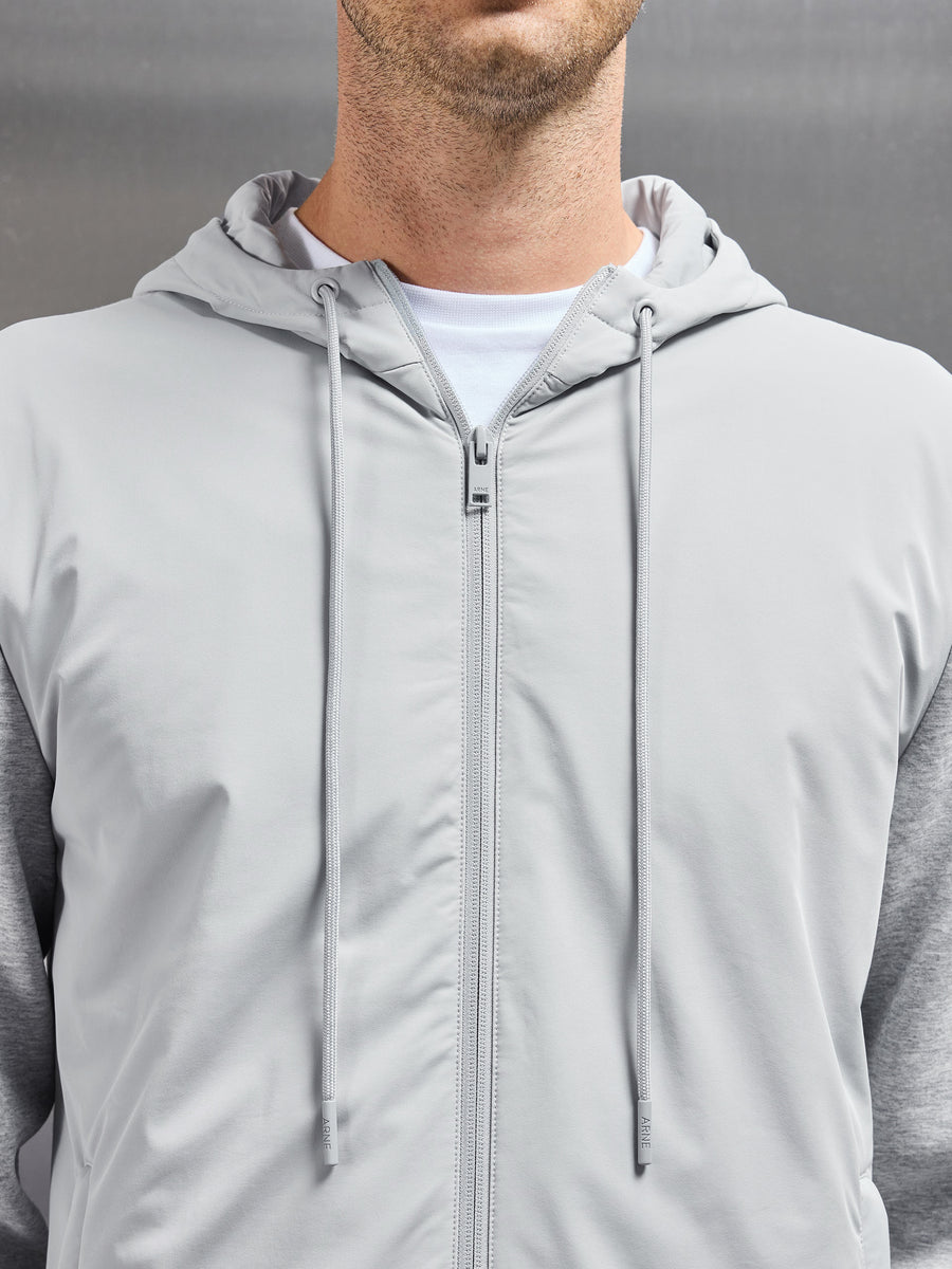 Interlock Jersey Hybrid Windbreaker in Marl Grey