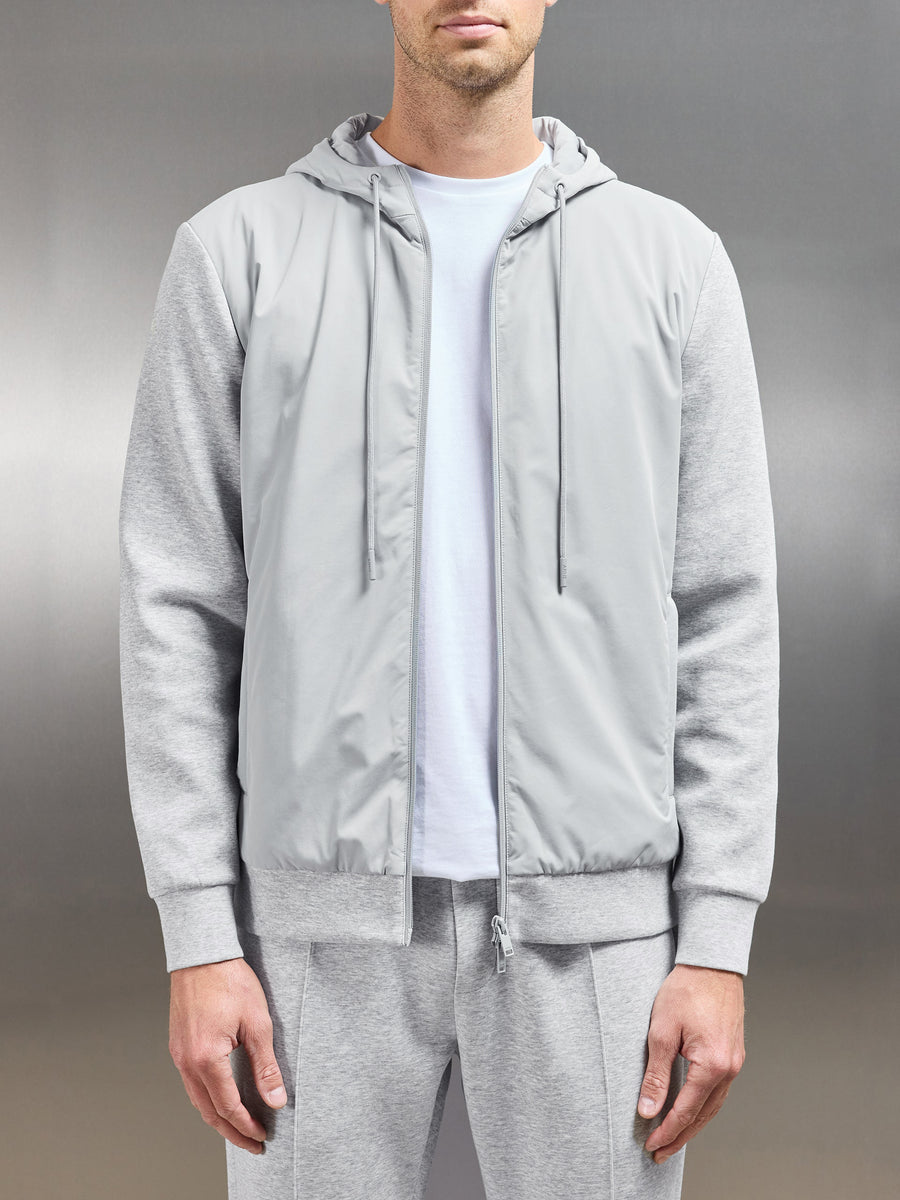 Interlock Jersey Hybrid Windbreaker in Marl Grey