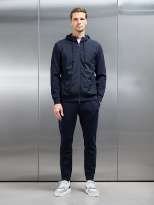 Interlock Jersey Hybrid Windbreaker in Navy
