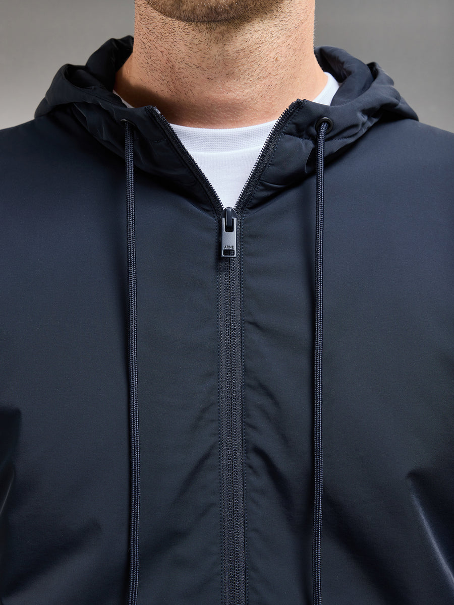 Interlock Jersey Hybrid Windbreaker in Navy