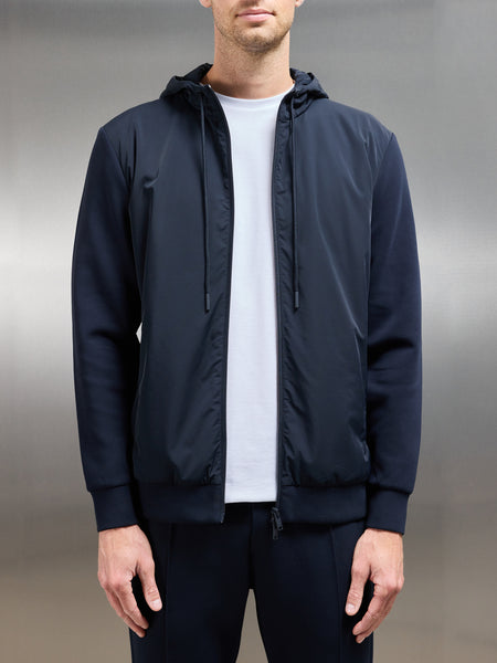 Interlock Jersey Hybrid Windbreaker in Navy