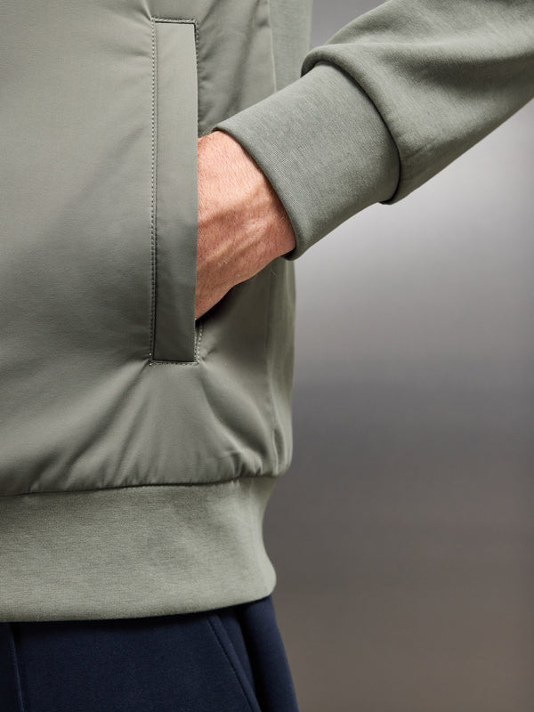 Interlock Jersey Hybrid Windbreaker in Sage