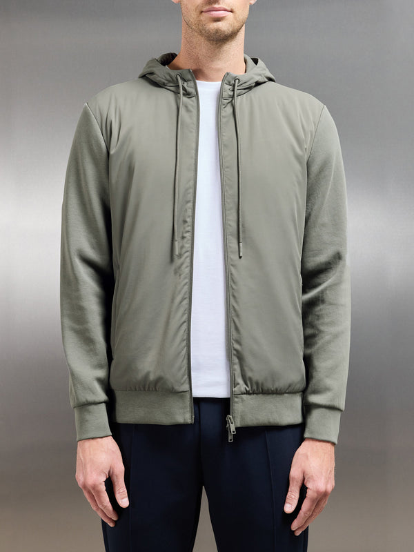 Interlock Jersey Hybrid Windbreaker in Sage