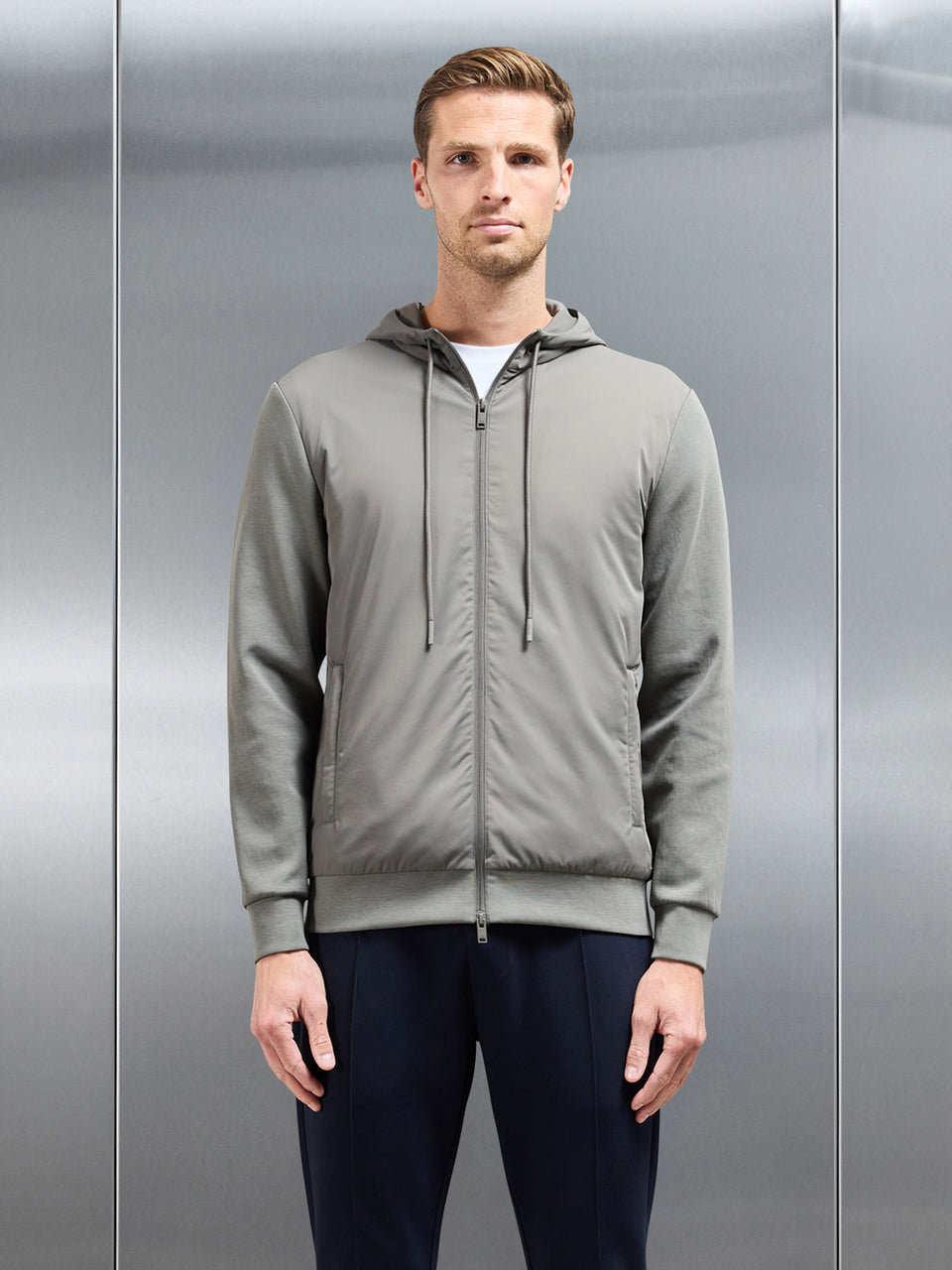 Interlock Jersey Hybrid Windbreaker in Sage