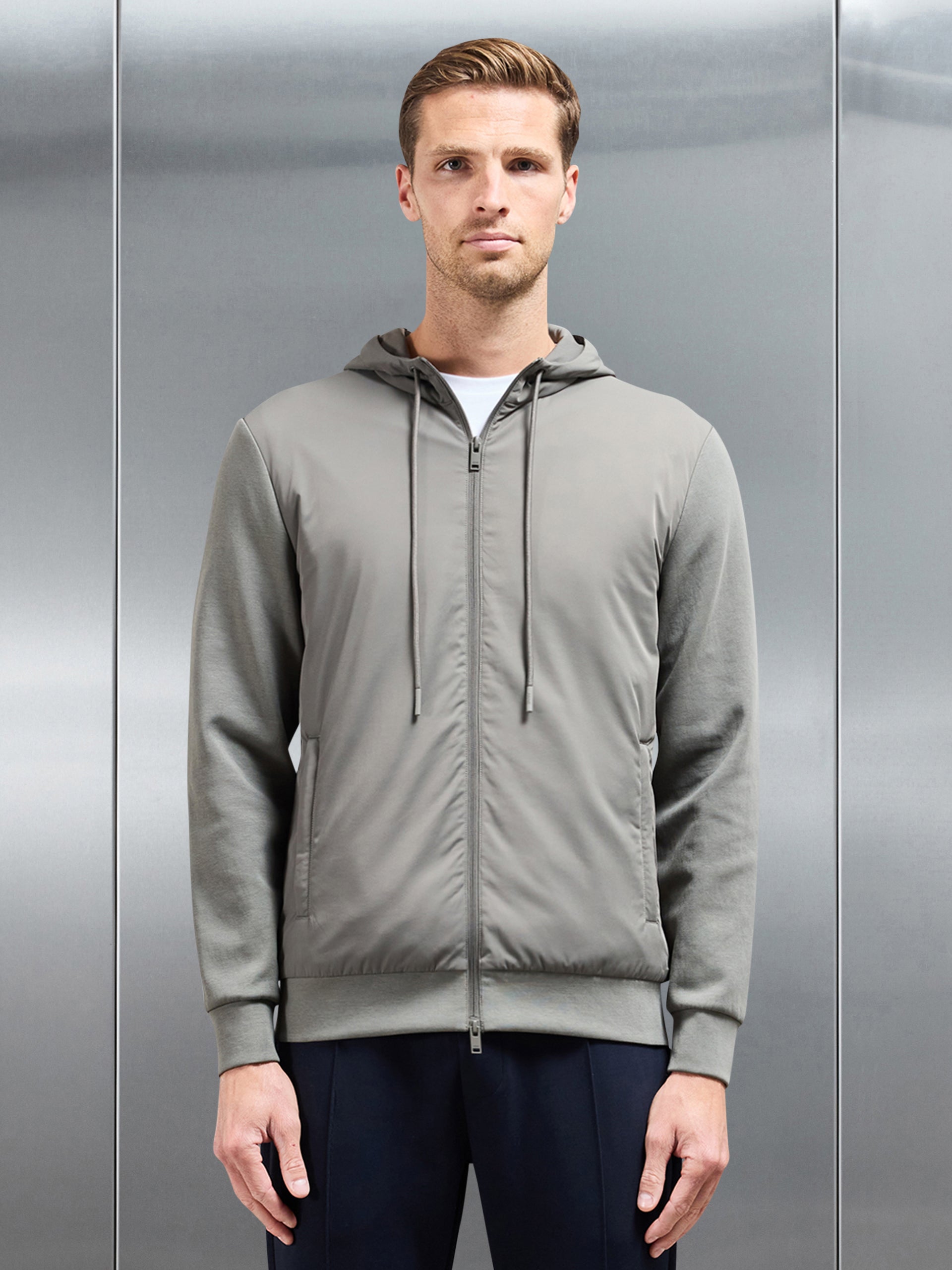 Interlock Jersey Hybrid Windbreaker in Sage