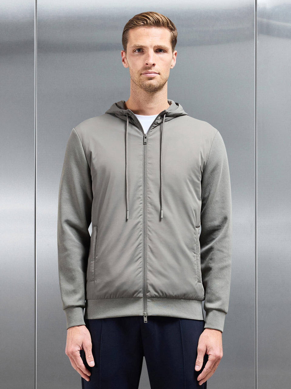Interlock Jersey Hybrid Windbreaker in Sage
