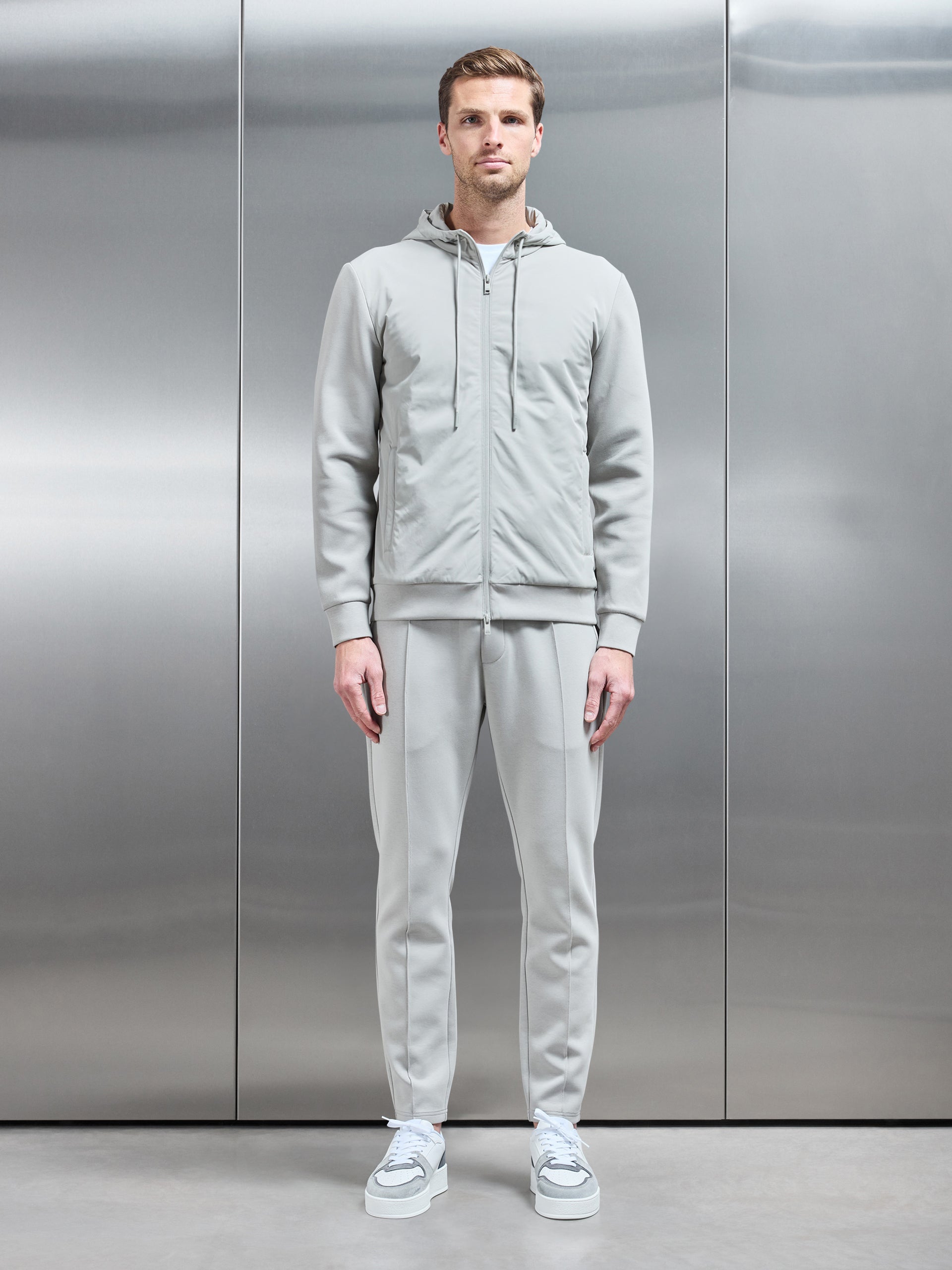 Interlock Jersey Hybrid Windbreaker in Stone