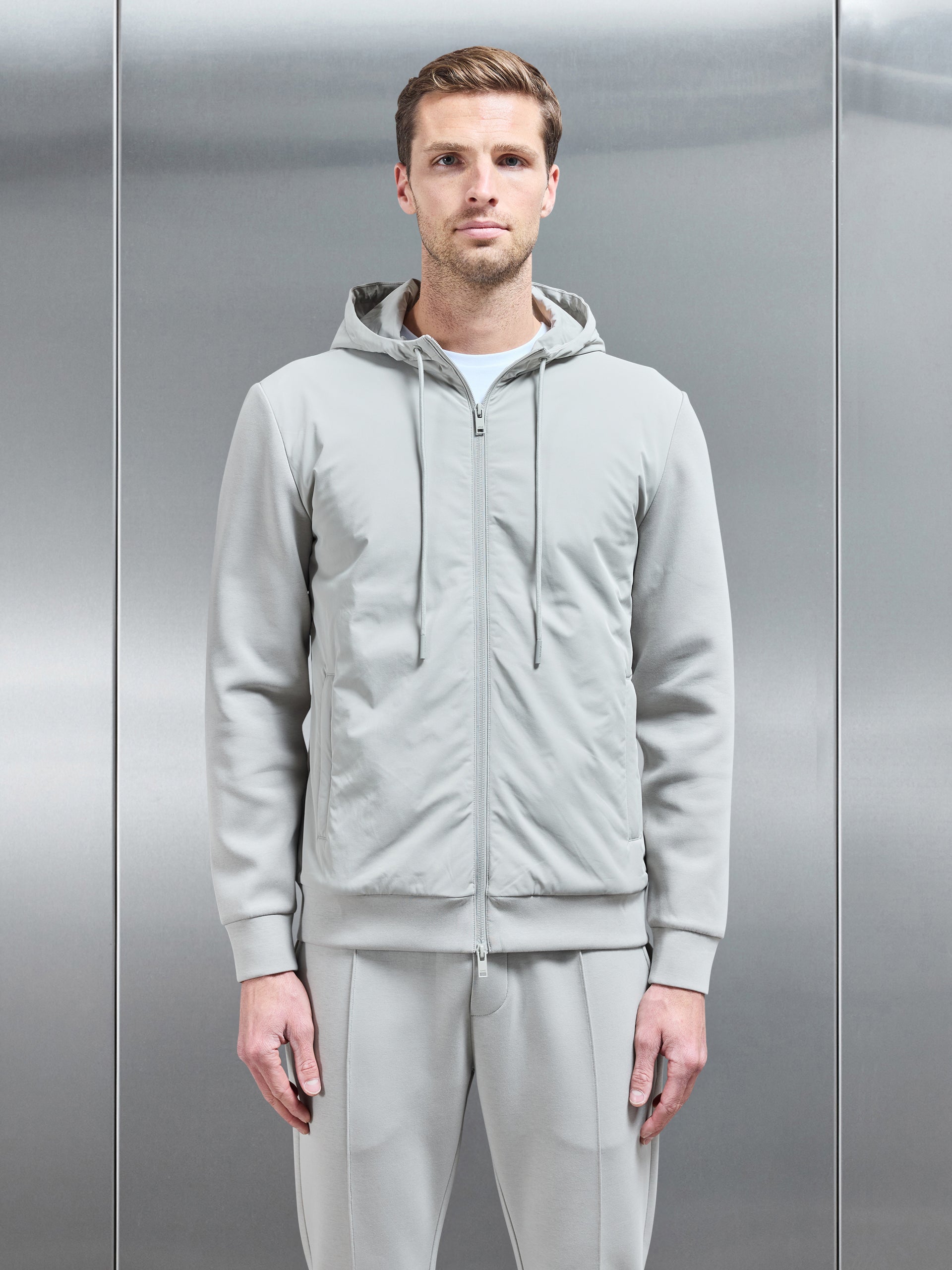 Interlock Jersey Hybrid Windbreaker in Stone