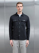 Interlock Jersey Pocket Popper Overshirt in Black