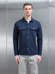 Interlock Jersey Pocket Popper Overshirt in Navy