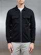 Interlock Jersey Pocket Zip Through Overshirt in Black