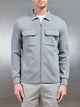 Interlock Jersey Pocket Zip Through Overshirt in Grey