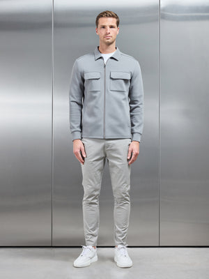 Interlock Jersey Pocket Zip Through Overshirt in Grey