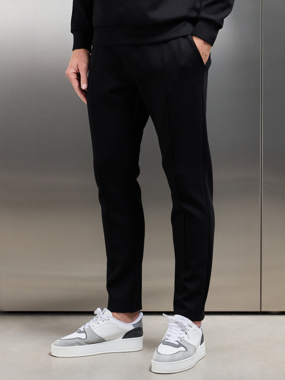 Interlock Jersey Tapered Jogger in Black