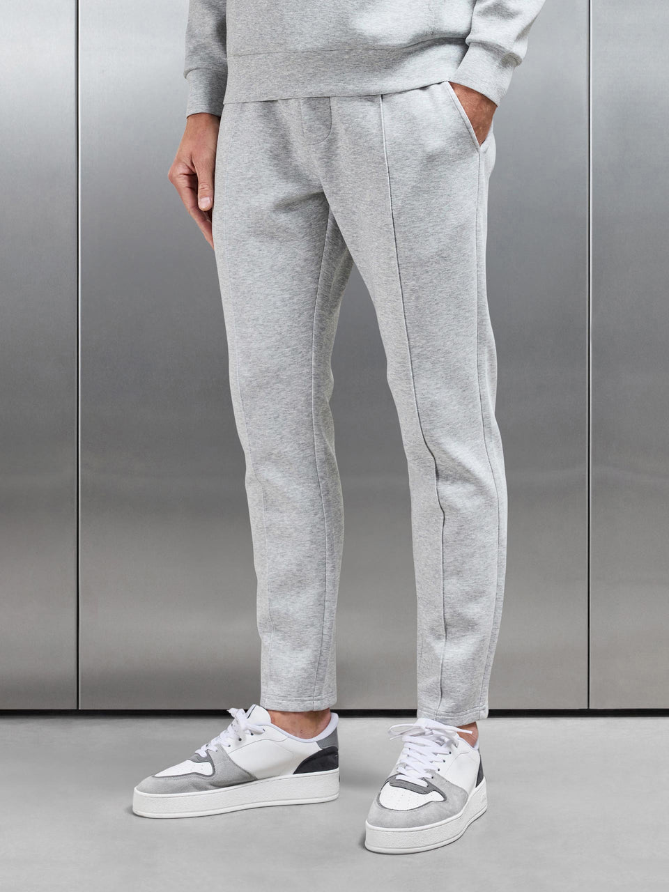 Interlock Jersey Tapered Jogger in Marl Grey