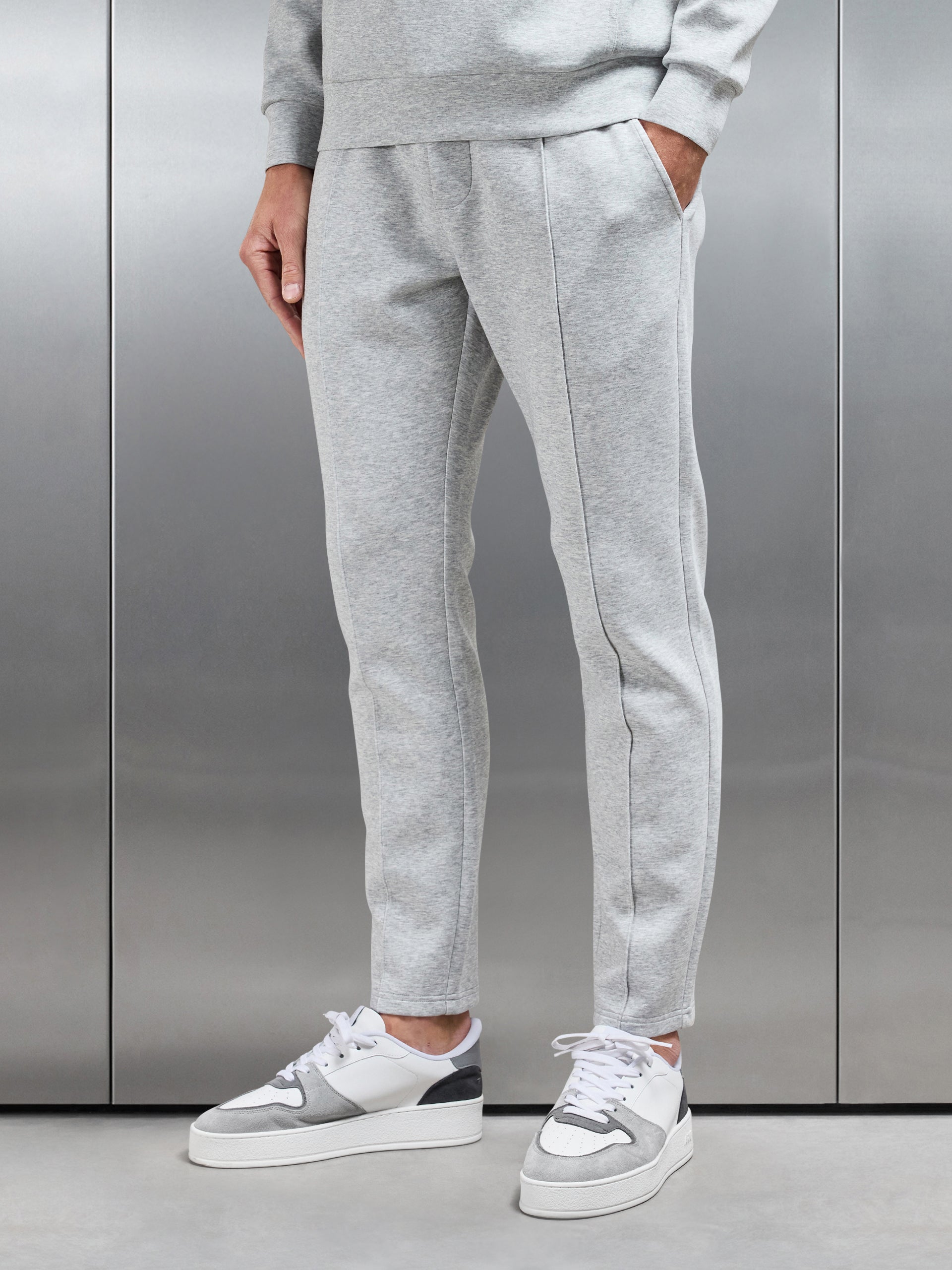 Interlock Jersey Tapered Jogger in Marl Grey
