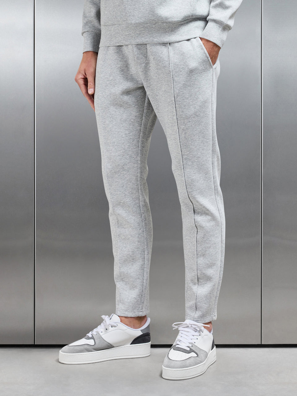 Interlock Jersey Tapered Jogger in Marl Grey