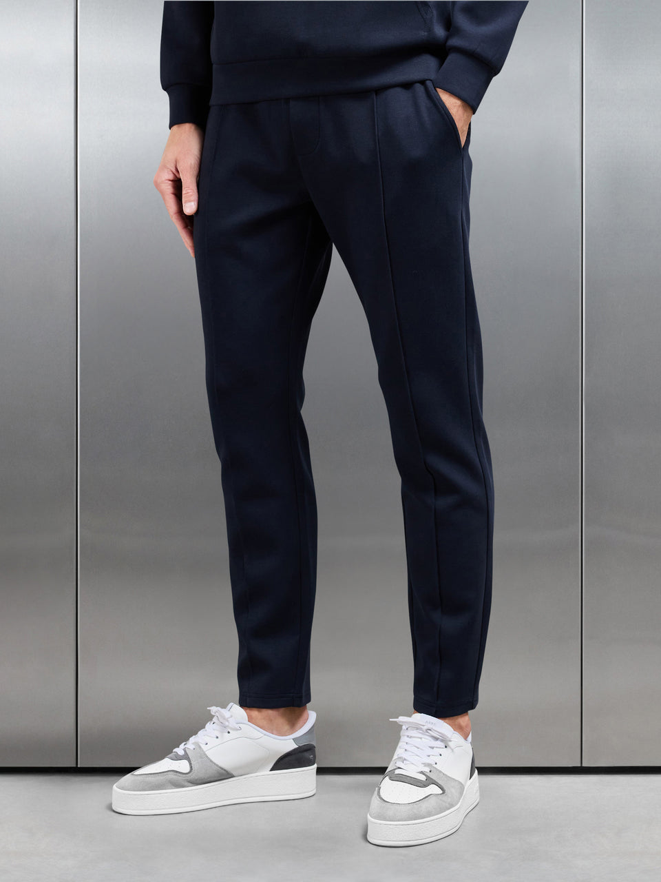 Interlock Jersey Tapered Jogger in Navy