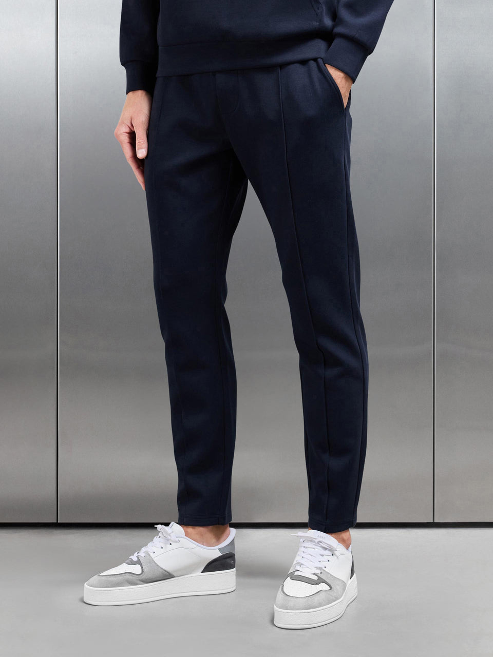 Interlock Jersey Tapered Jogger in Navy