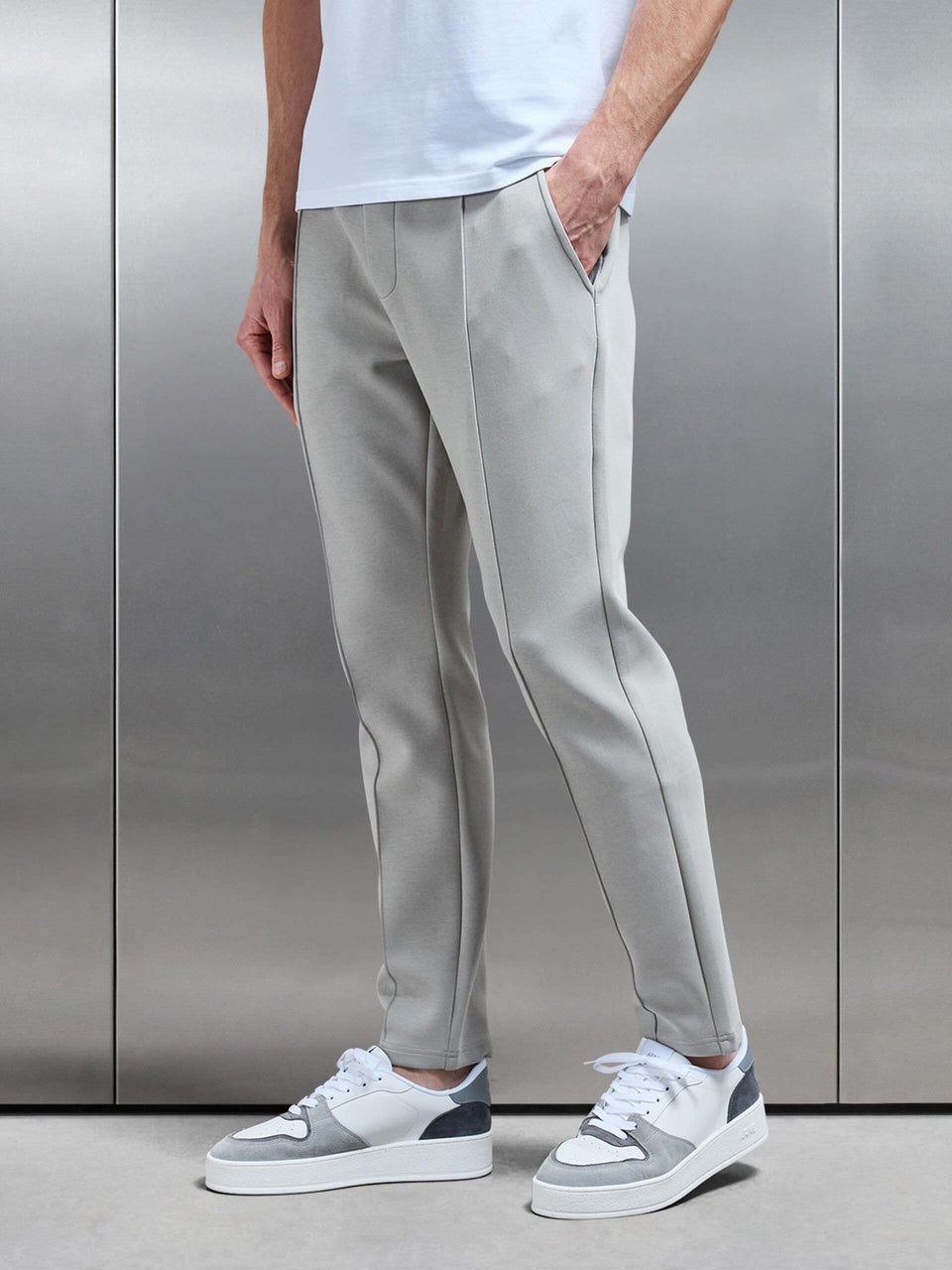 Interlock Jersey Tapered Jogger in Stone