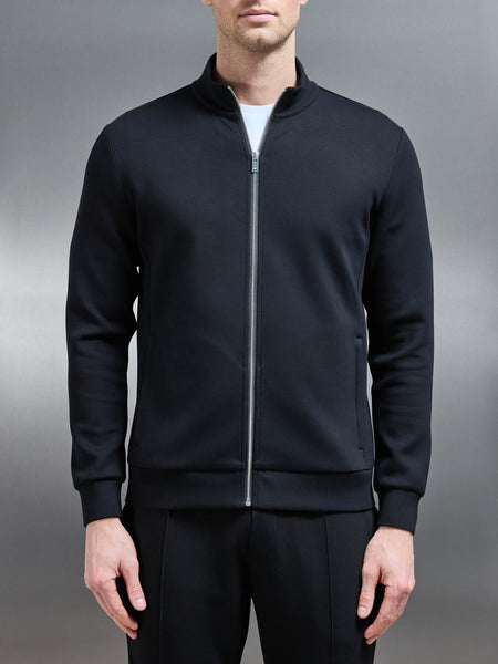 Interlock Jersey Zip Through Jacket in Black