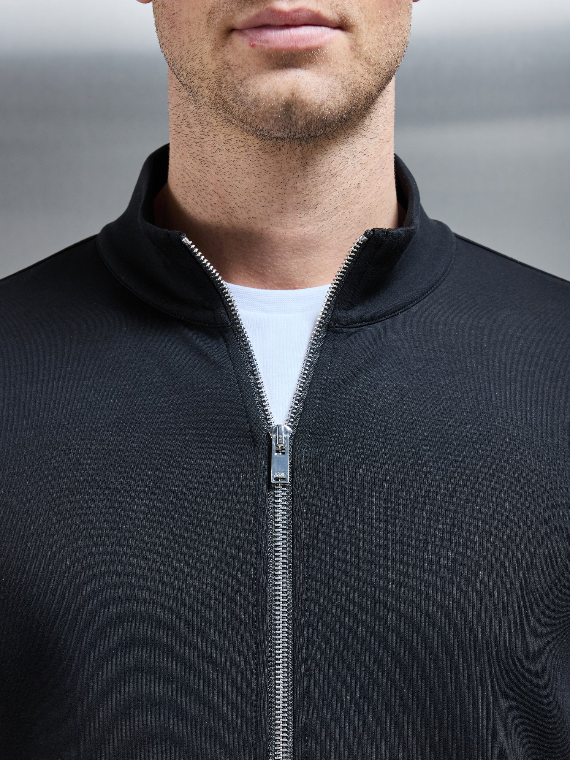 Interlock Jersey Zip Through Jacket in Black
