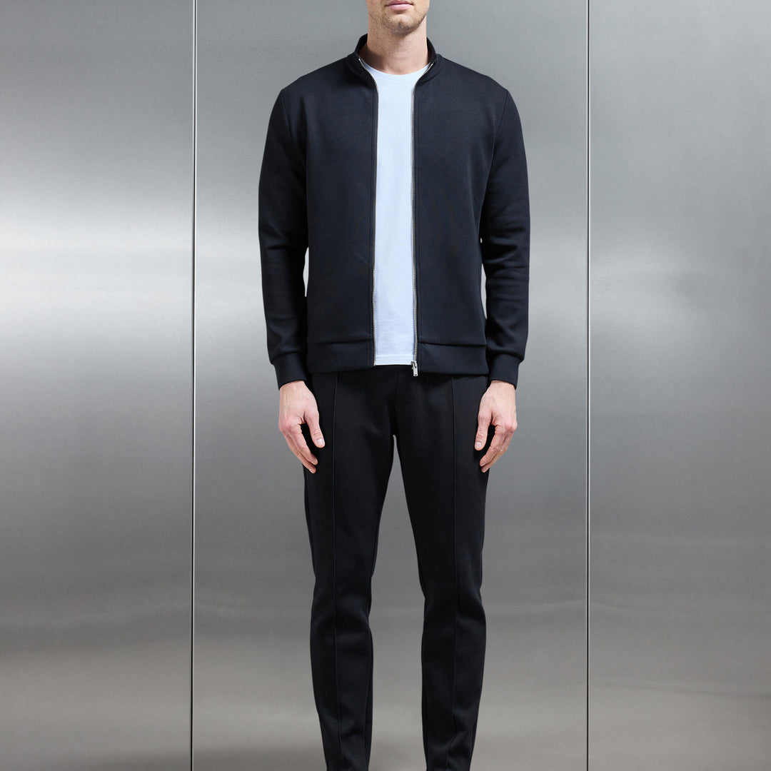 Interlock Jersey Zip Through Jacket in Black