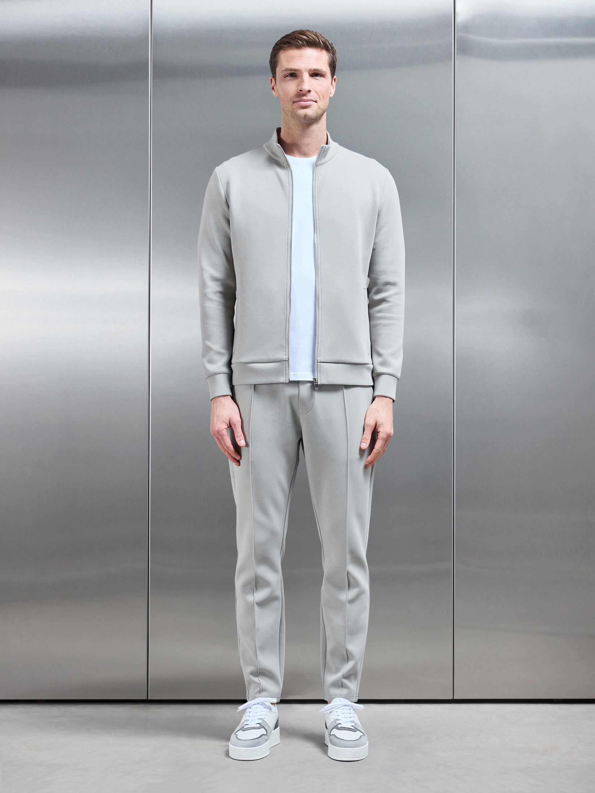 Interlock Jersey Zip Through Jacket in Stone