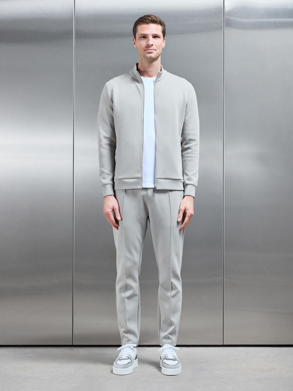 Interlock Jersey Zip Through Jacket in Stone