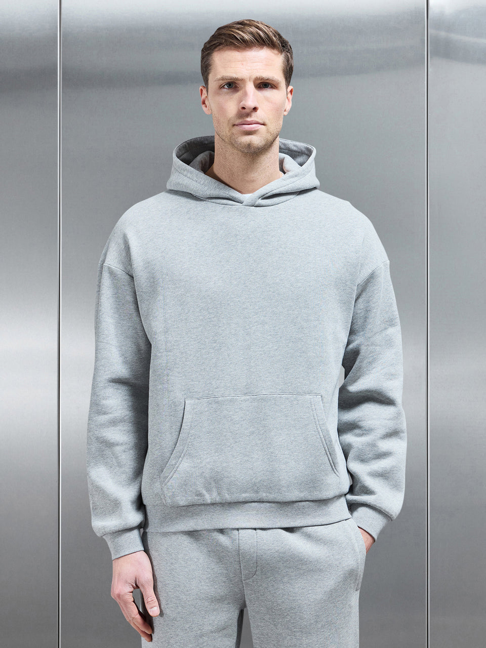 Interlock Neoprene Hoodie in Marl Grey