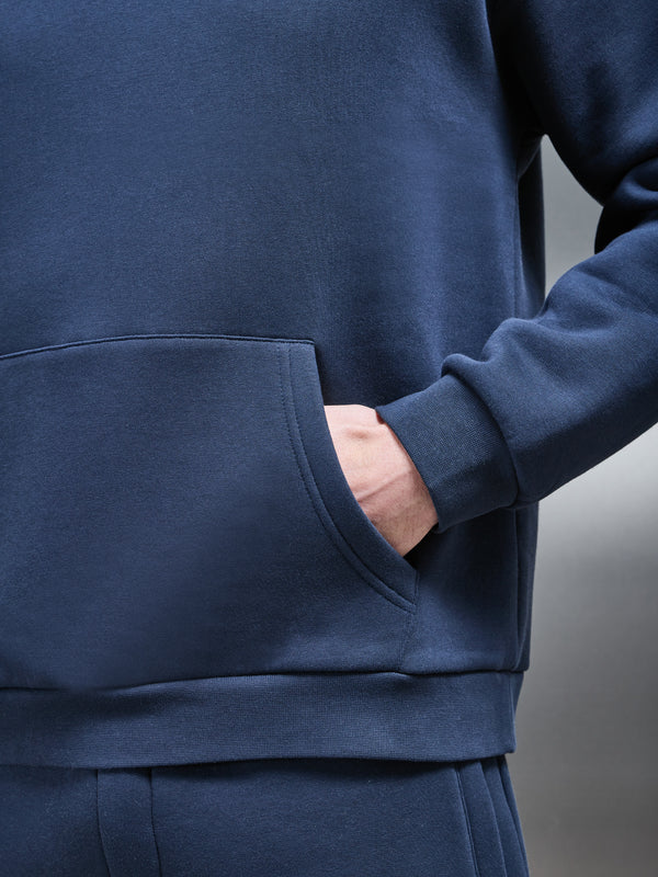 Interlock Neoprene Hoodie in Navy