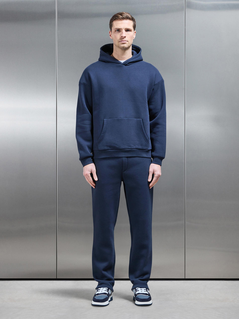 Interlock Neoprene Hoodie in Navy