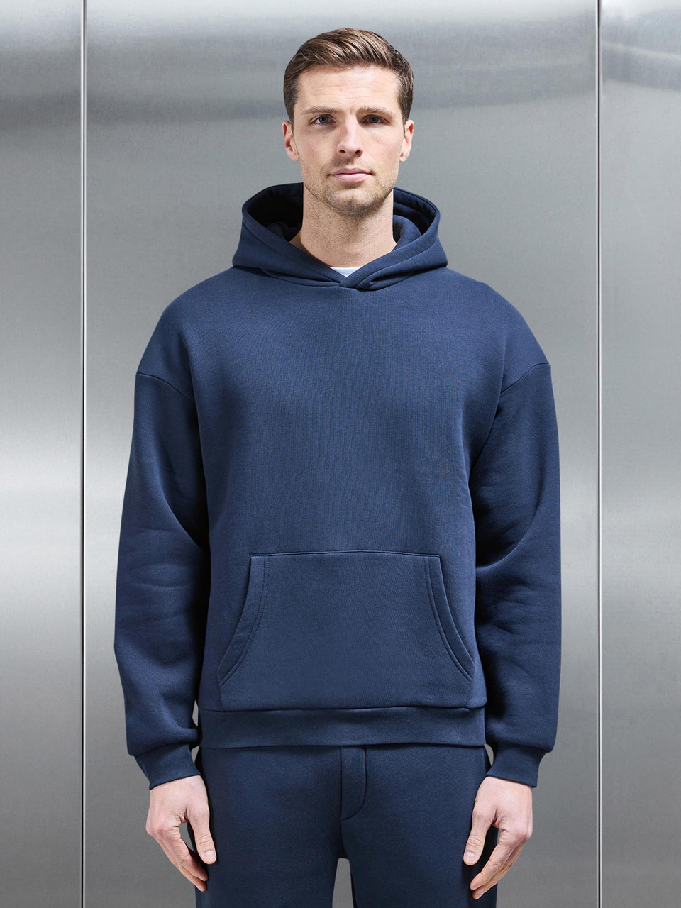 Interlock Neoprene Hoodie in Navy