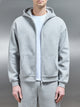Interlock Neoprene Zip Through Hoodie in Marl Grey