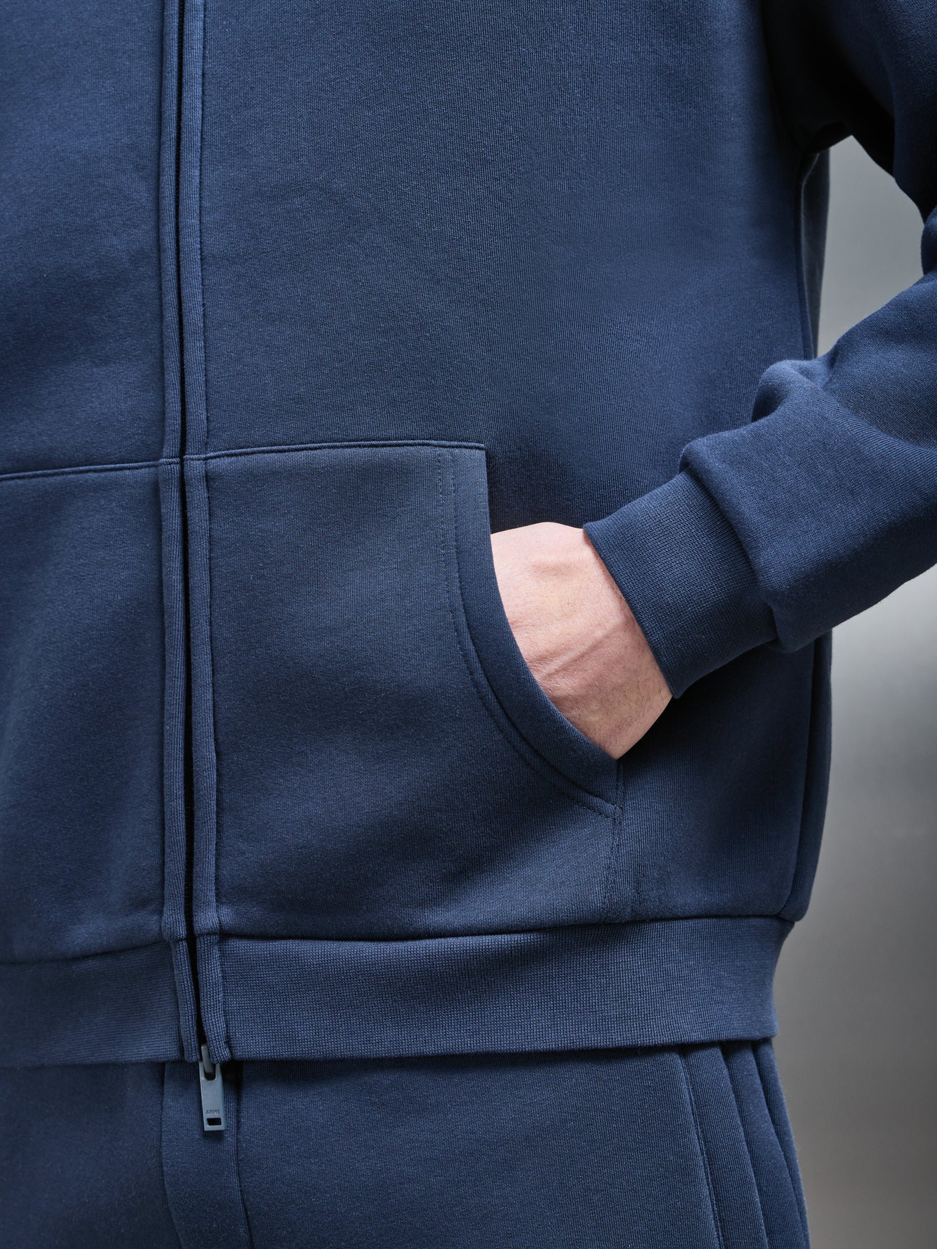 Interlock Neoprene Zip Through Hoodie in Navy