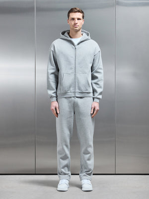 Interlock Neoprene Zip Through Hoodie in Marl Grey