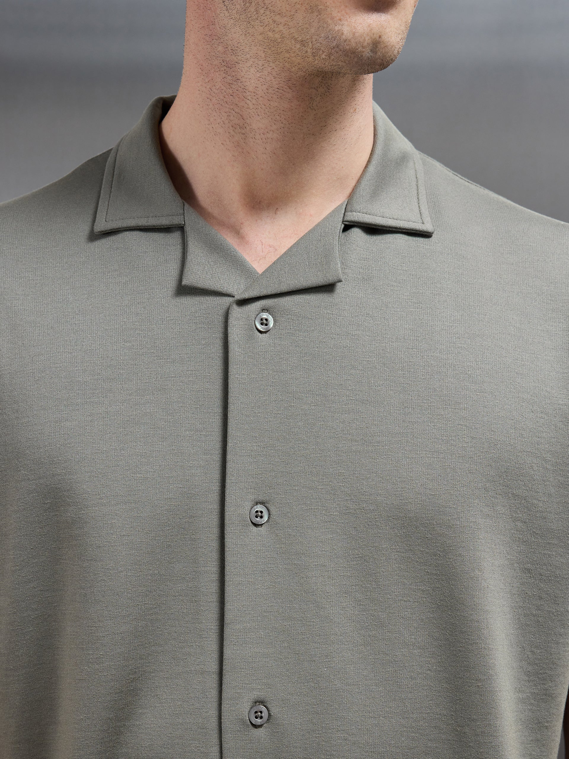 Interlock Relaxed Fit Revere Collar Shirt in Sage