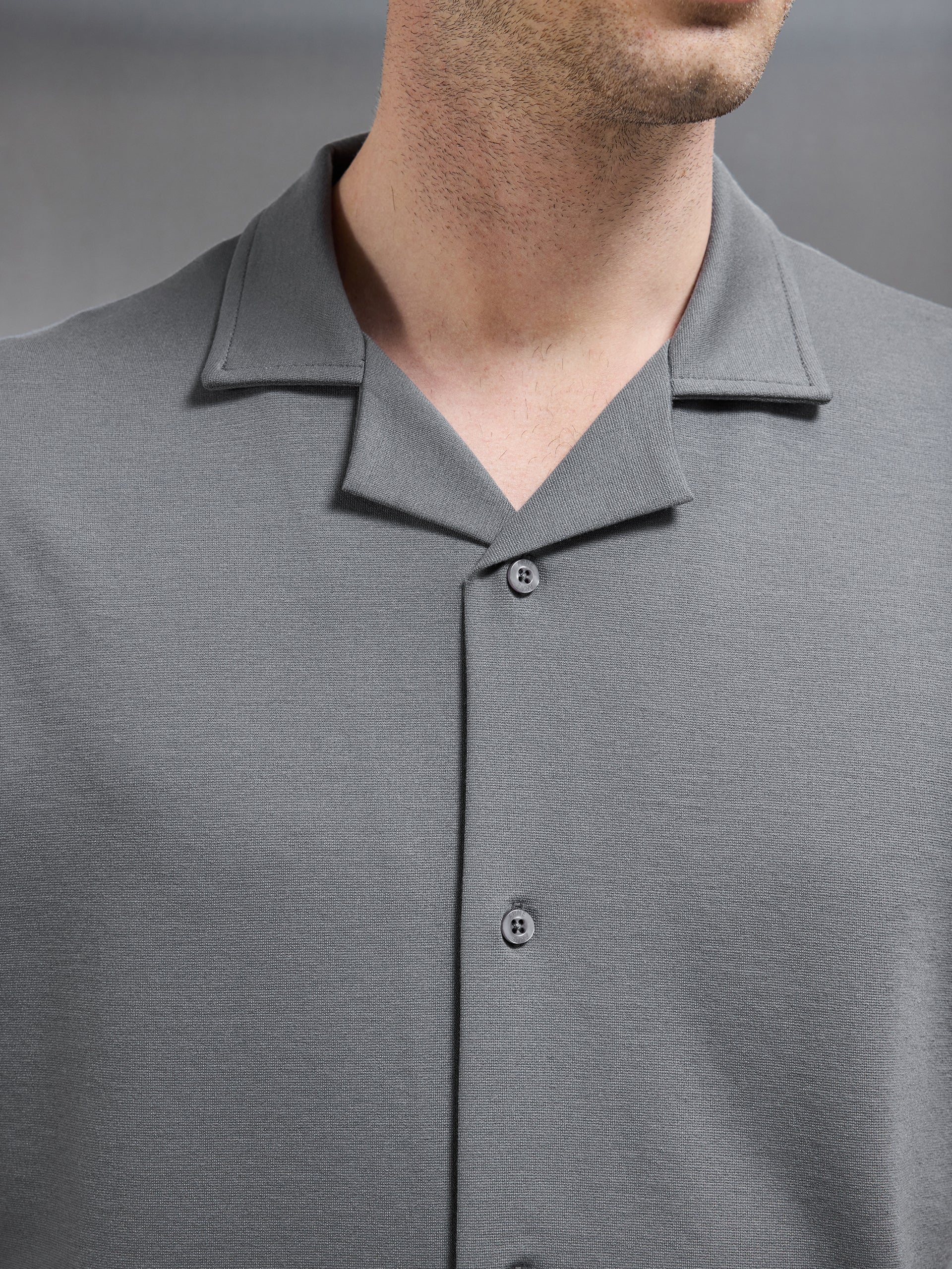 Interlock Relaxed Fit Revere Collar Shirt in Grey