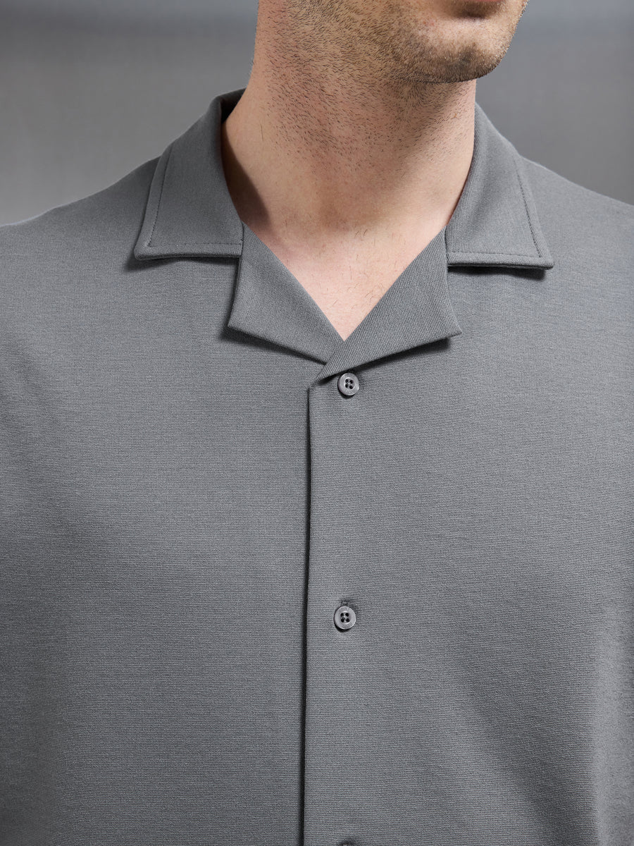 Interlock Relaxed Fit Revere Collar Shirt in Grey