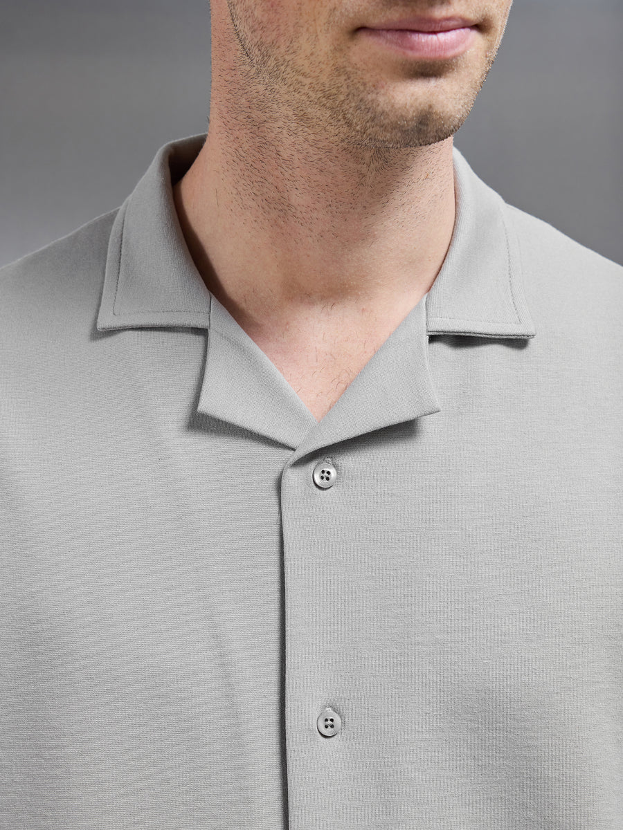 Interlock Relaxed Fit Revere Collar Shirt in Stone