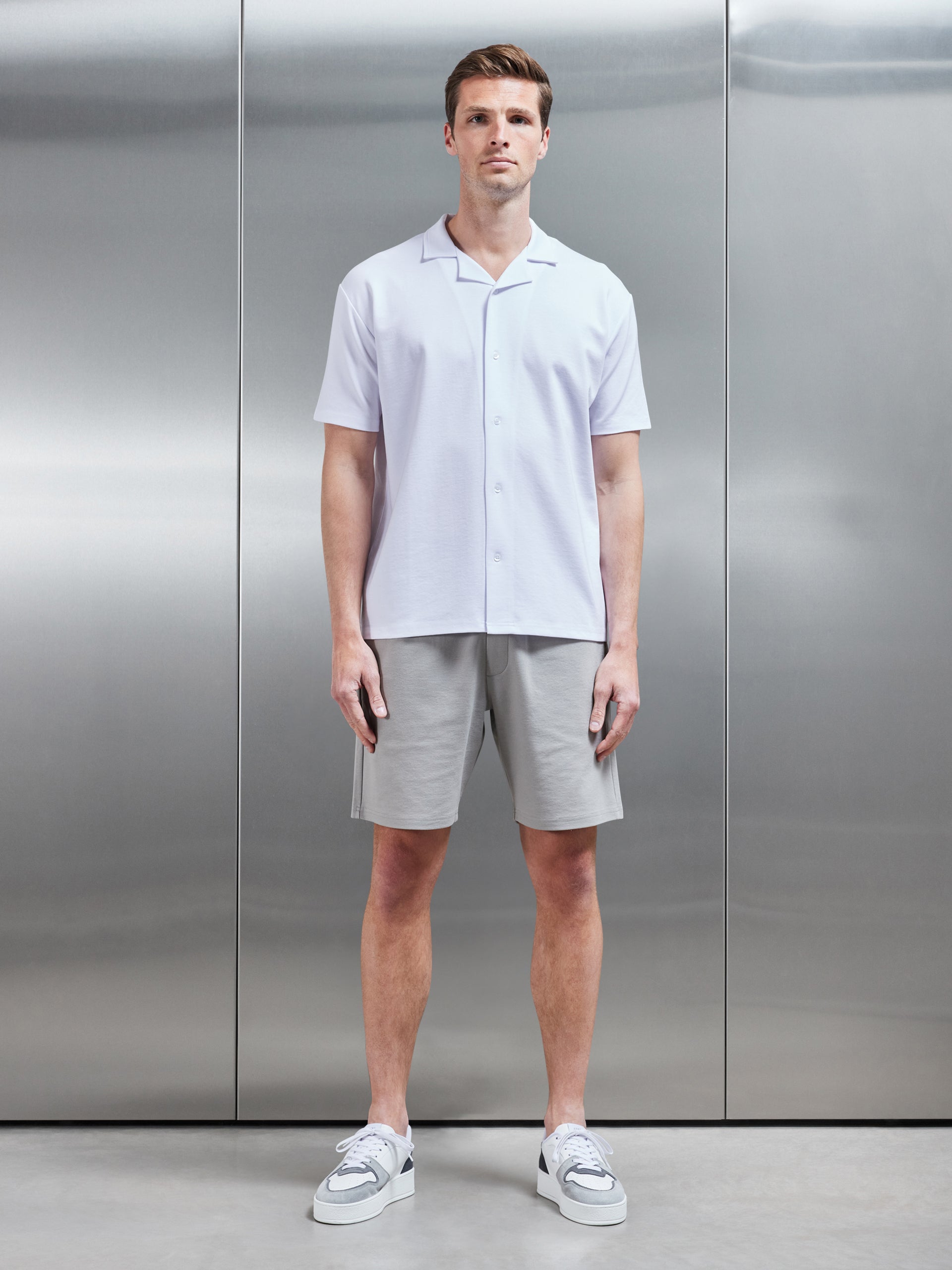 Interlock Relaxed Fit Revere Collar Shirt in White