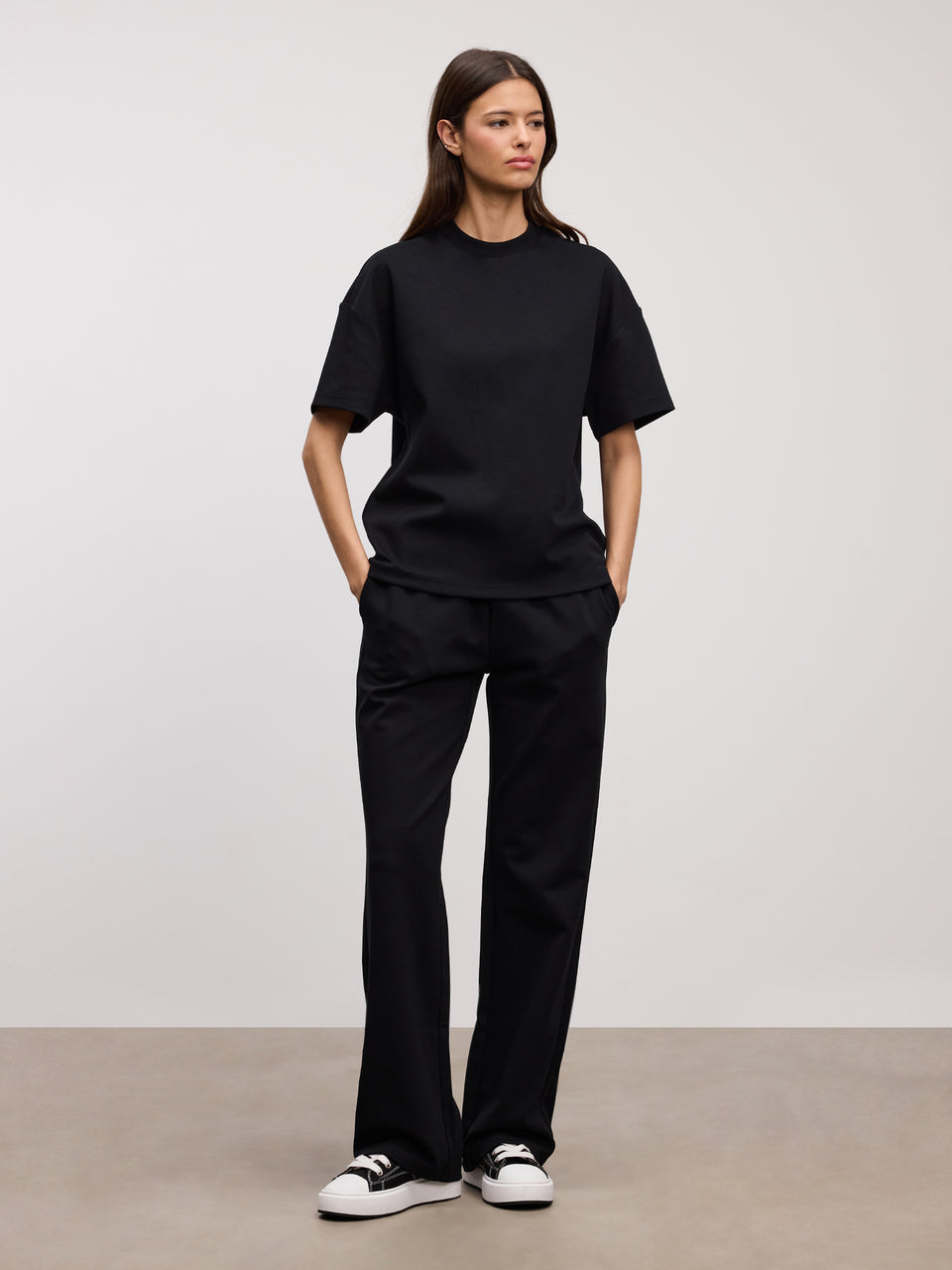 Womens Interlock Straight Leg Jogger in Black