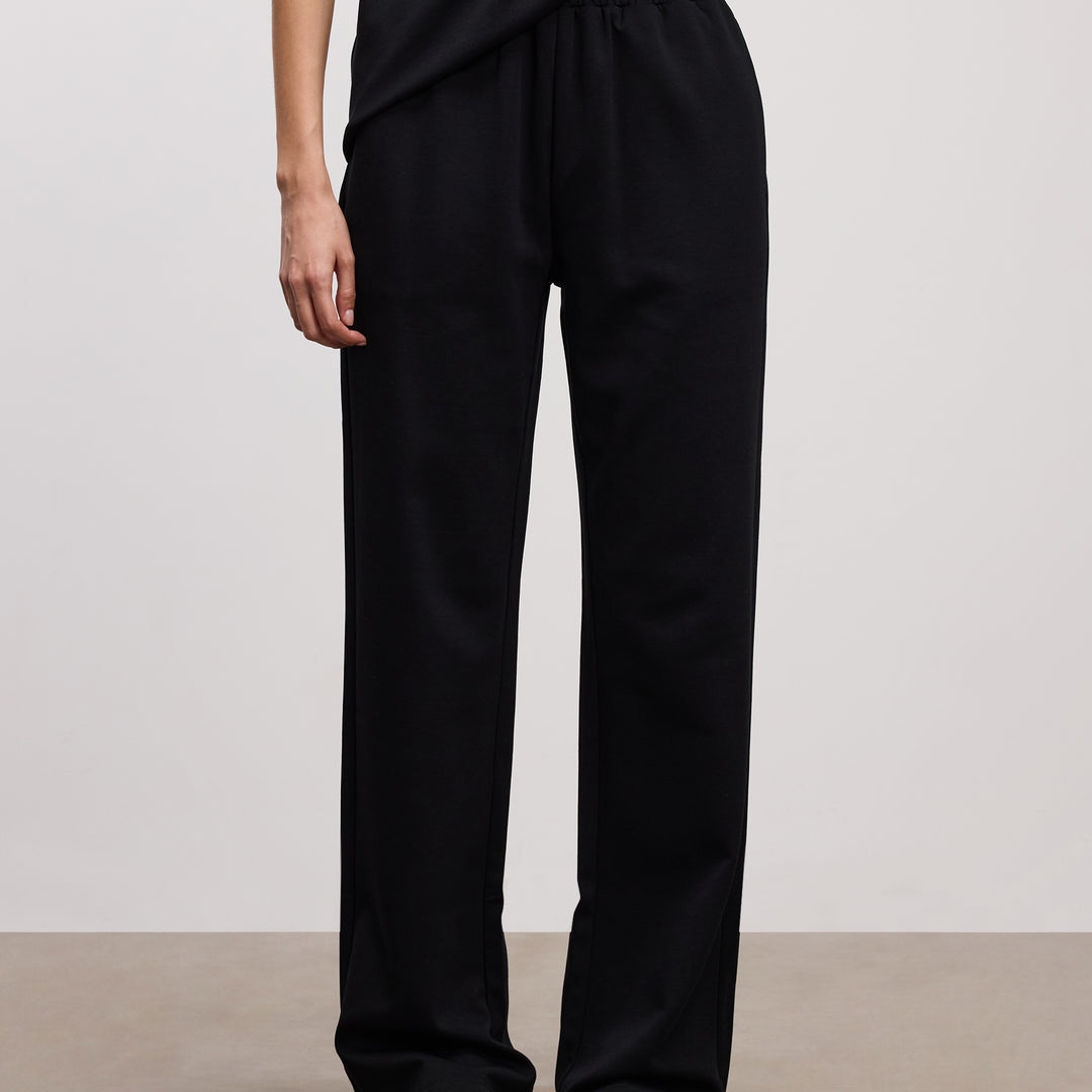 Womens Interlock Straight Leg Jogger in Black
