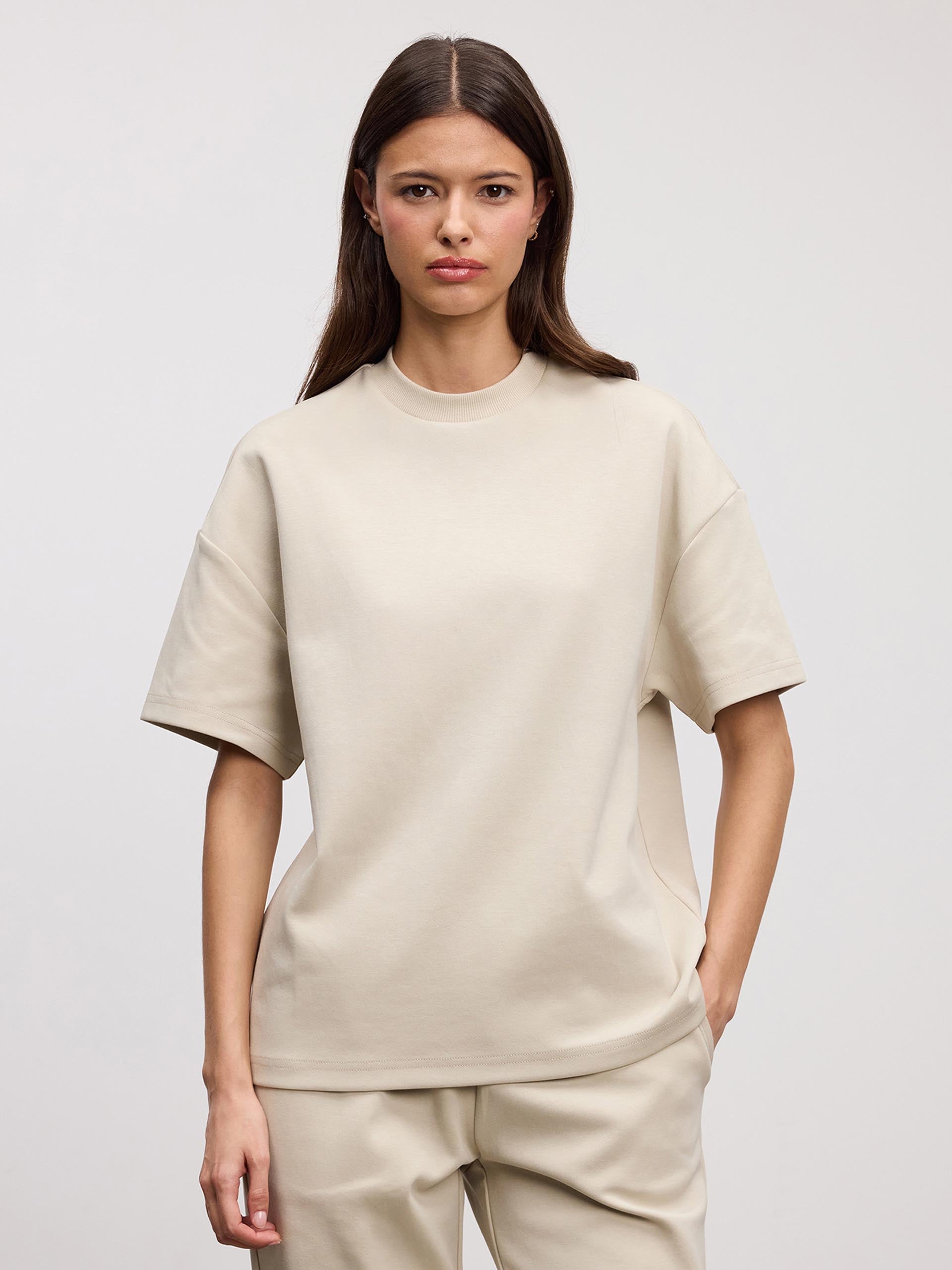 Womens Interlock Relaxed T-Shirt in Stone