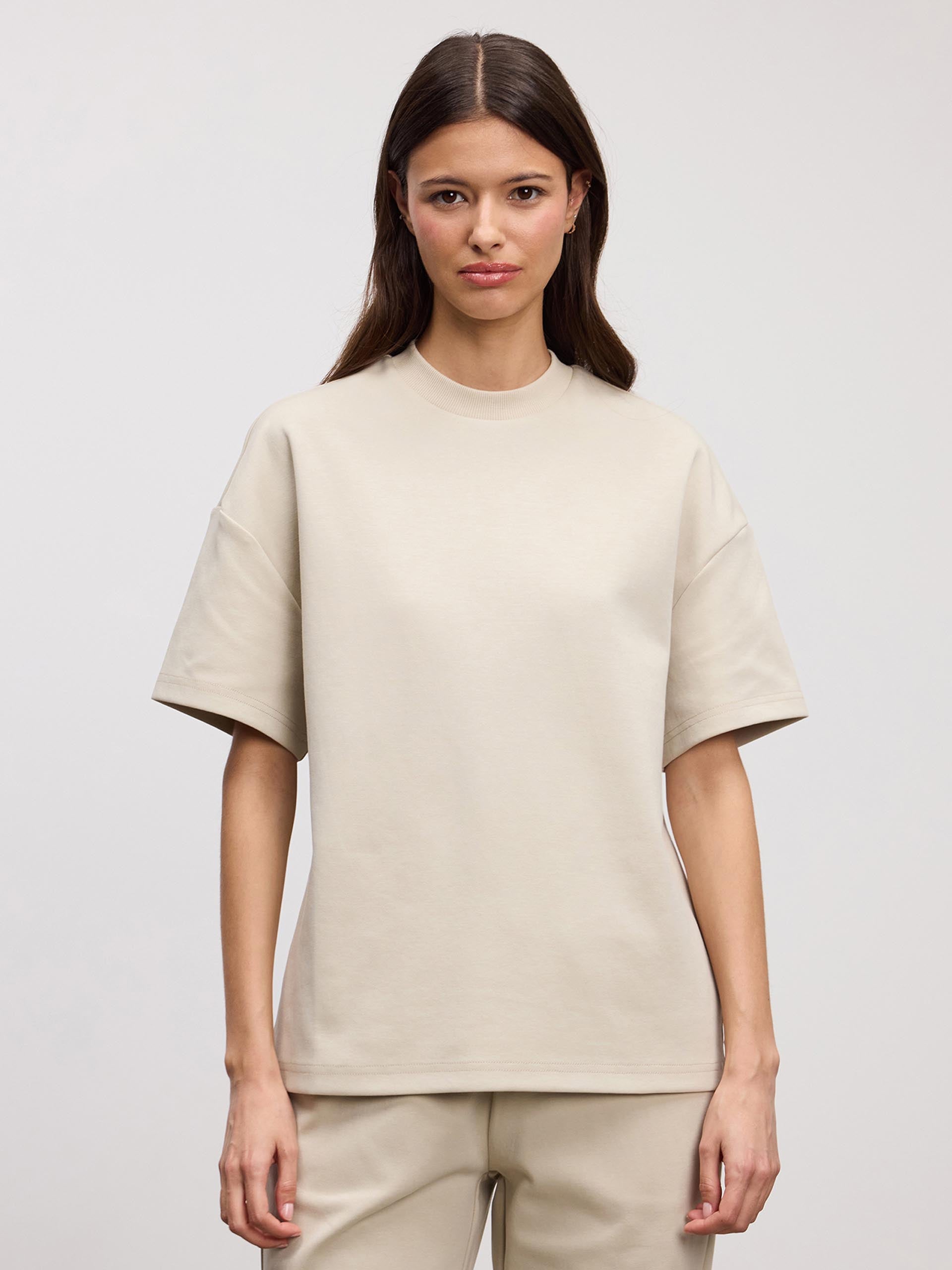 Womens Interlock Relaxed T-Shirt in Stone