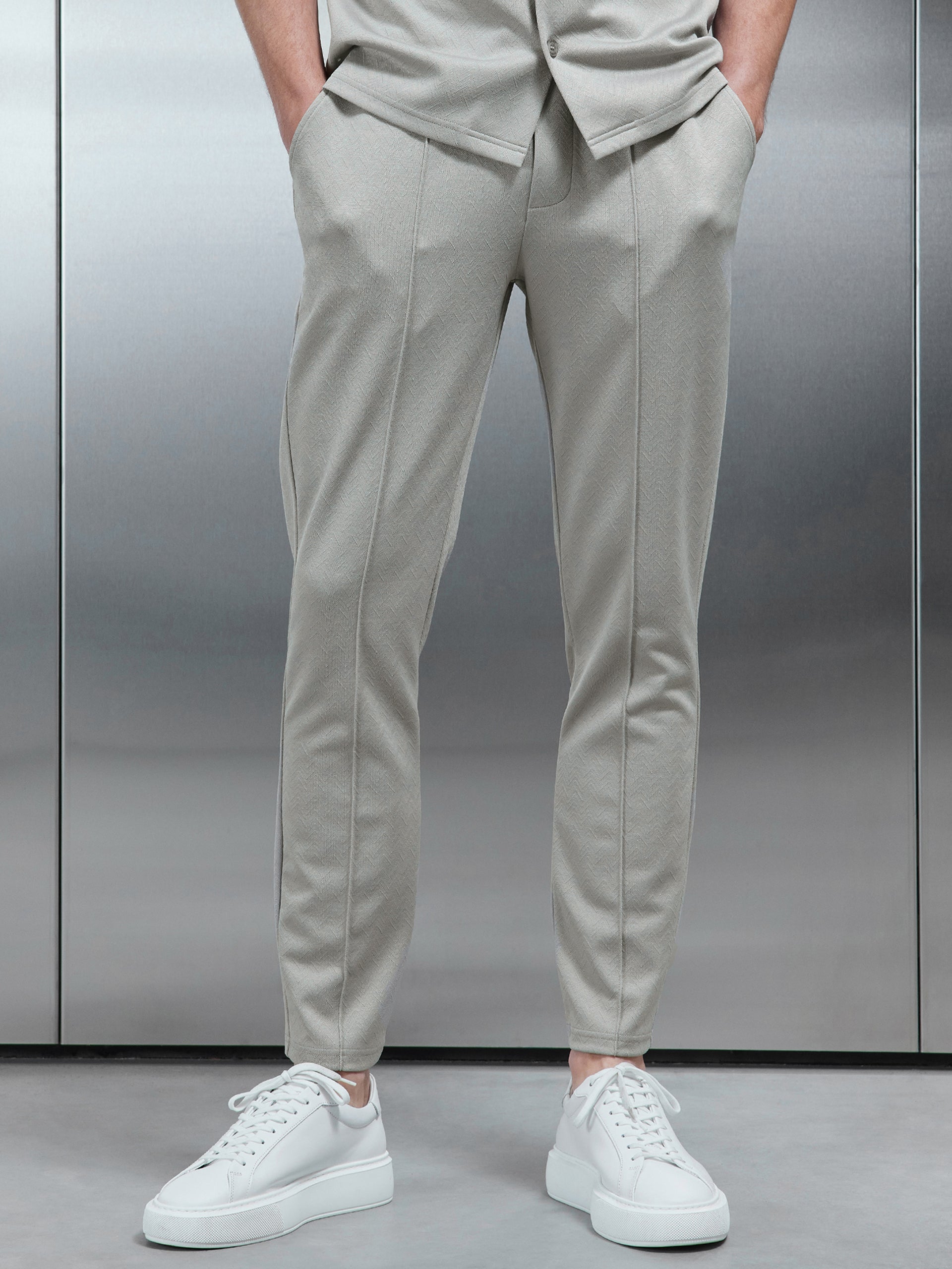 Textured Interlock Trouser in Stone