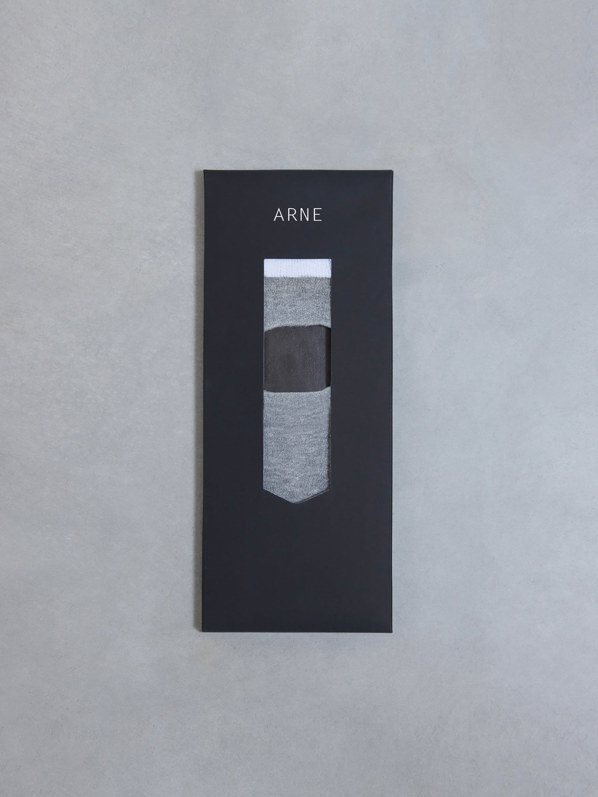 3 Pack ARNE Invisible Socks in Black White Grey