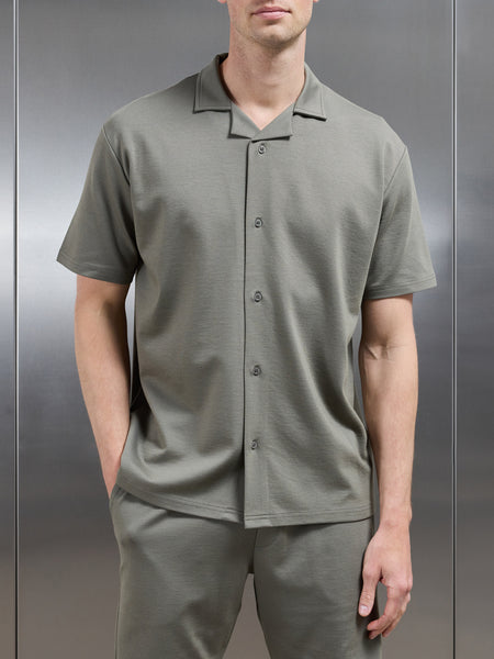 Interlock Relaxed Fit Revere Collar Shirt in Sage