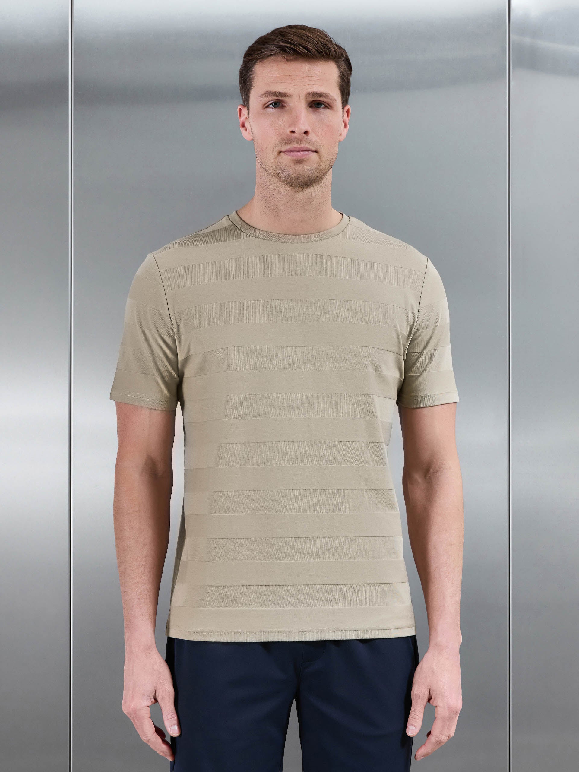 Jacquard Stripe T-Shirt in Stone